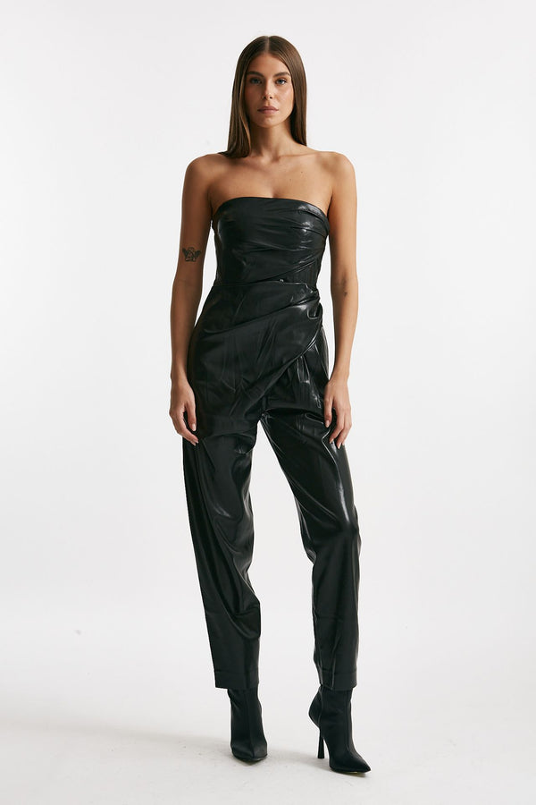 Tuta in ecopelle nero women The andamane