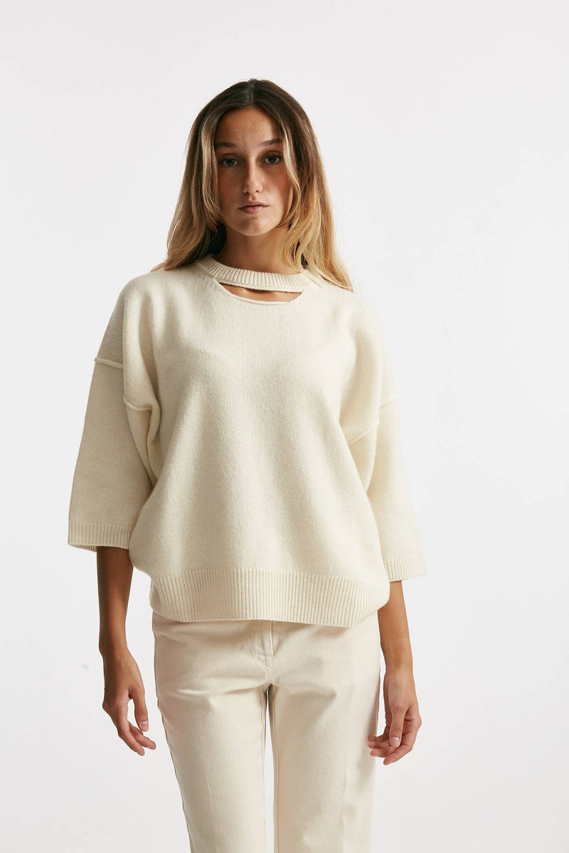 maglia cut off panna women Federica tosi - 1