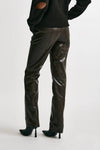 pantalone dritto in eco pelle cioccolato vita alta women Federica tosi - 3