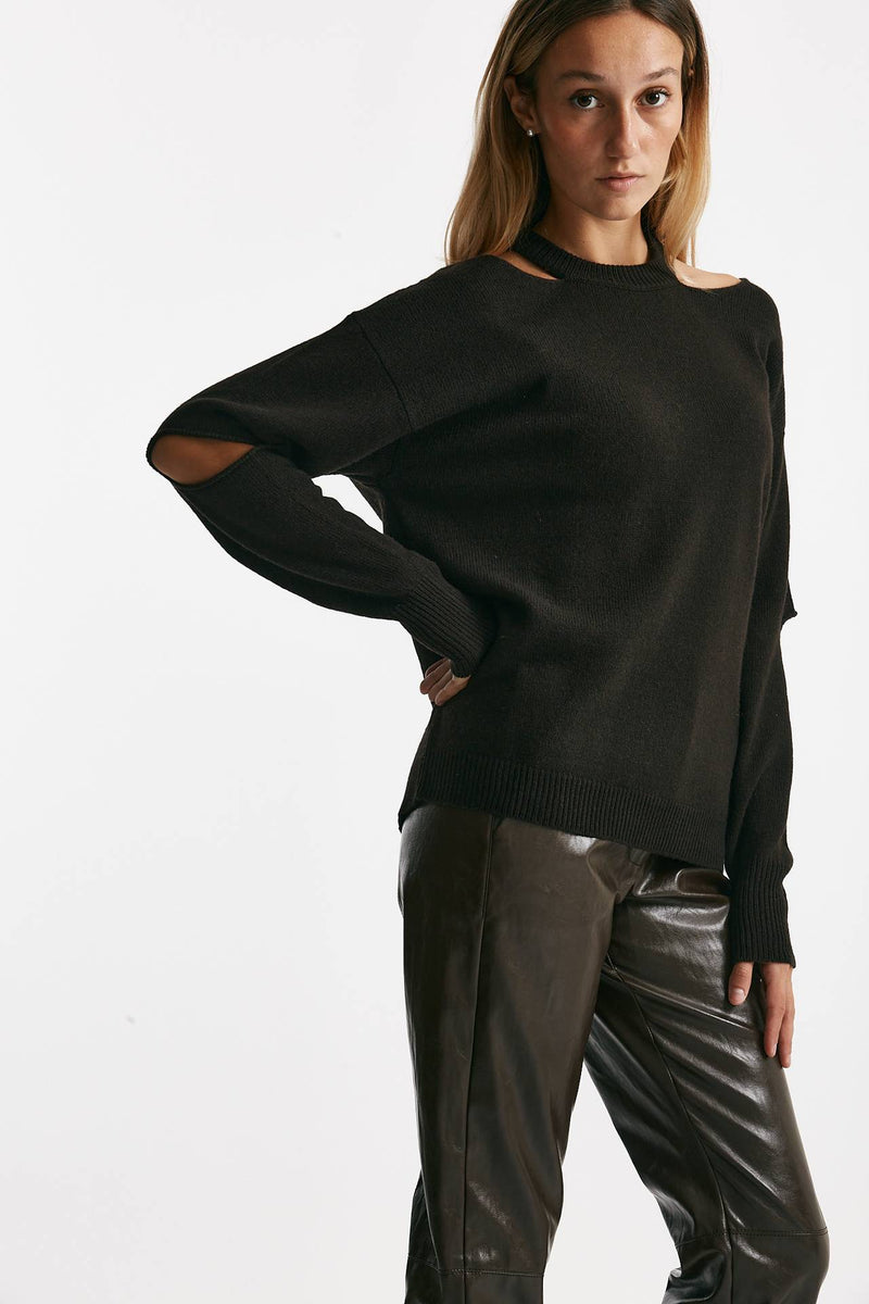 maglia over cut off cioccolato women Federica tosi - 4