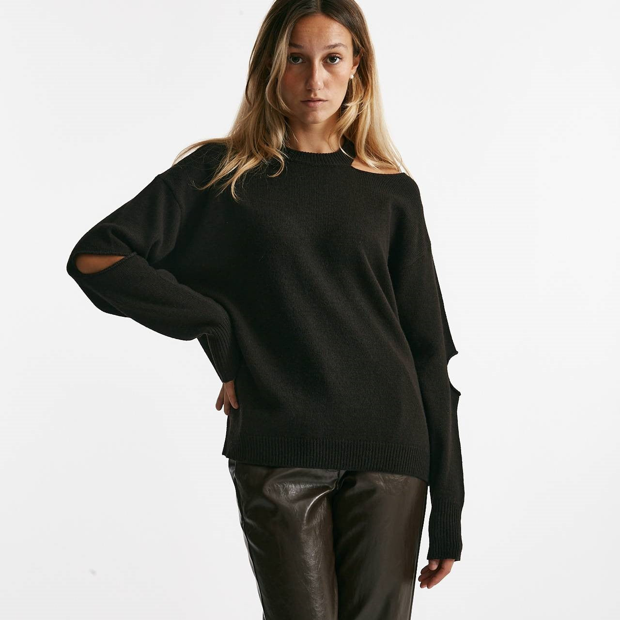 maglia over cut off cioccolato women Federica tosi - 7