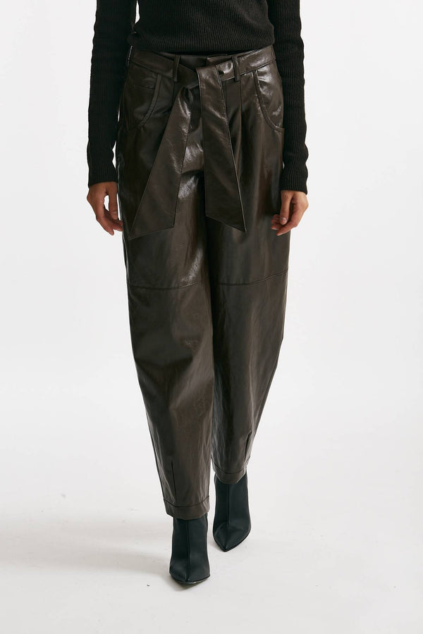 pantalone morbido in eco pelle cioccolato women Federica tosi