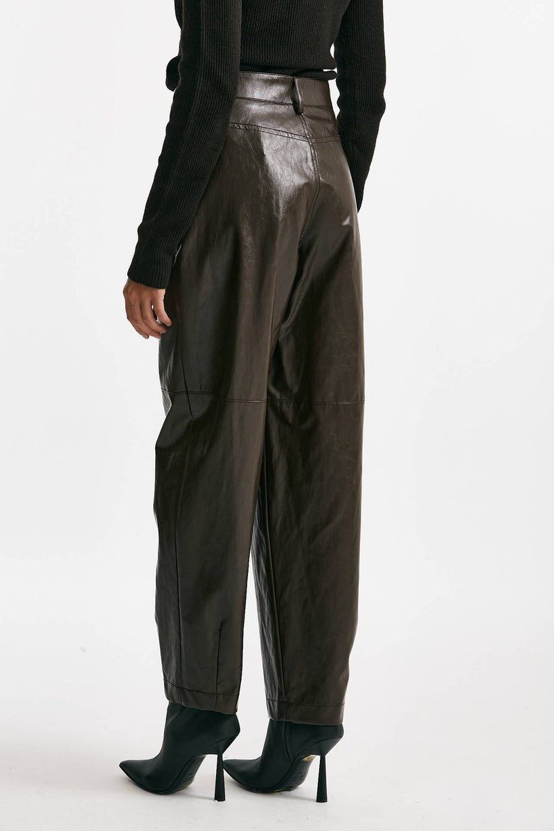 pantalone morbido in eco pelle cioccolato women Federica tosi - 3