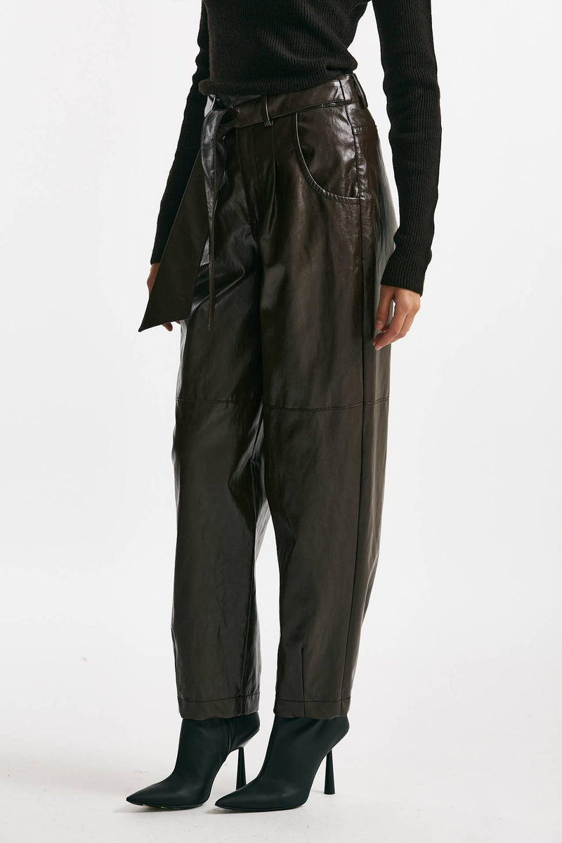 pantalone morbido in eco pelle cioccolato women Federica tosi - 4