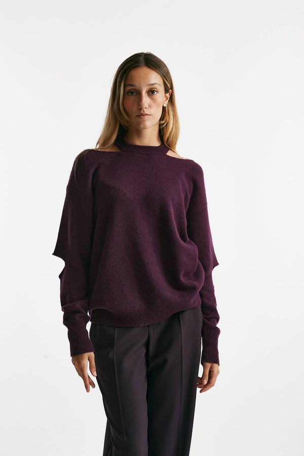 maglia over cut off melanzana women Federica tosi