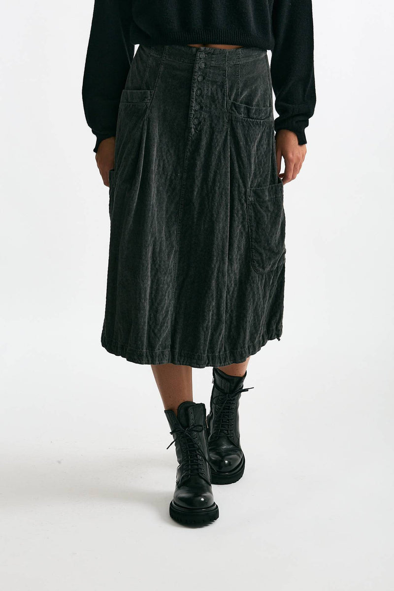 Gonna midi in velluto a costine piombo women Transit par such - 1