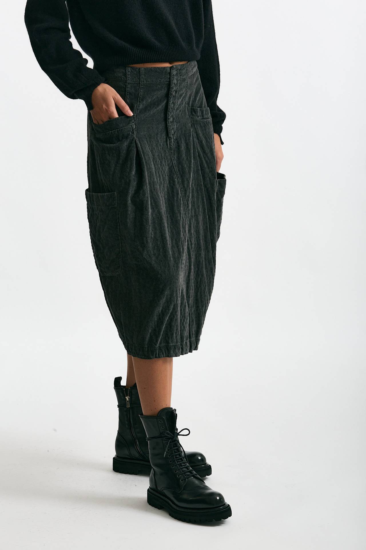 Gonna midi in velluto a costine piombo women Transit par such - 4