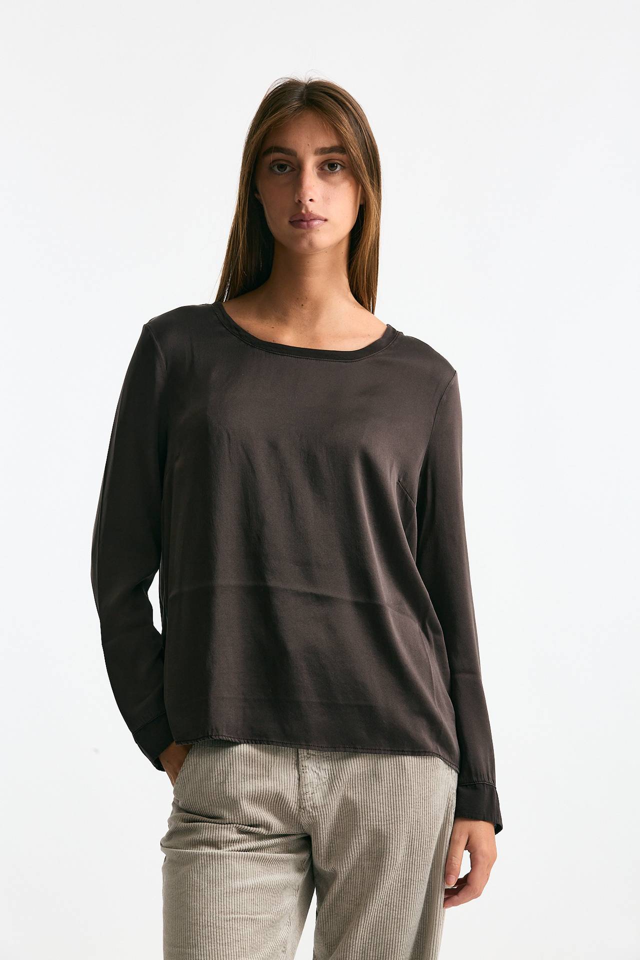 T-shirt in seta marrone women Transit par such - 1