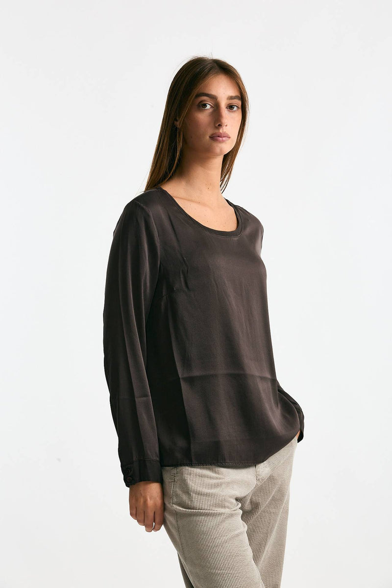 T-shirt in seta marrone women Transit par such - 4