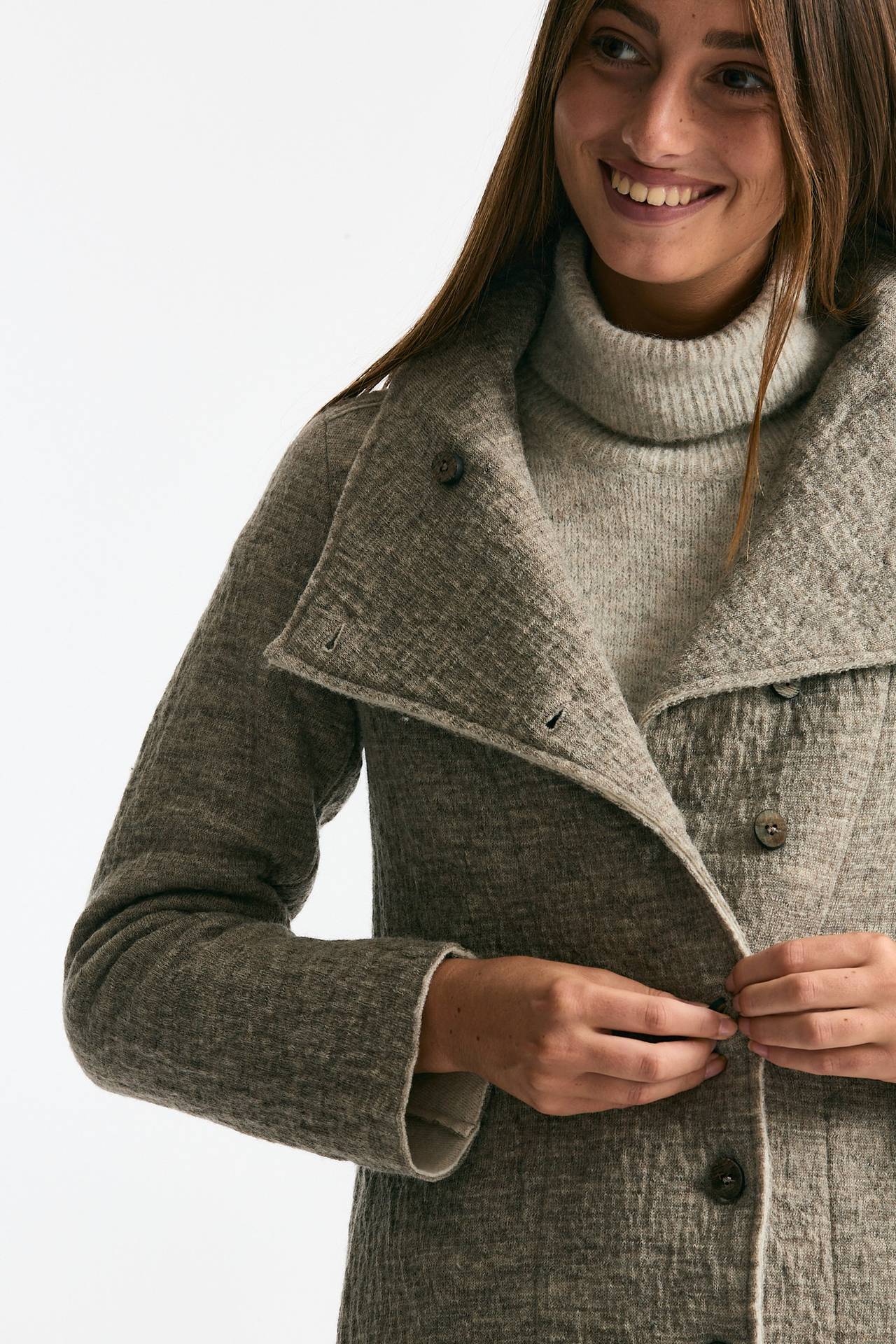 Cappotto lungo beige melange women Transit par such - 3