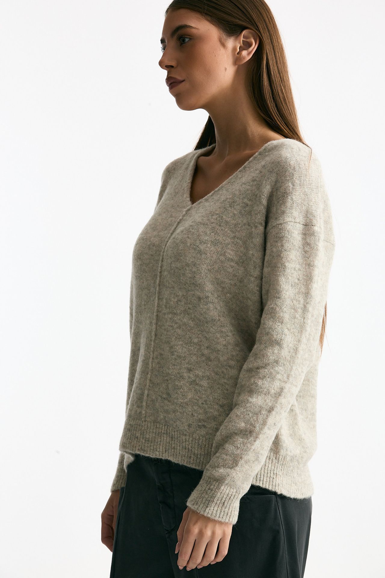 Maglia scollo a v grigio melange women Transit par such - 1
