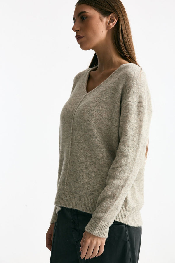 Maglia scollo a v grigio melange women Transit par such