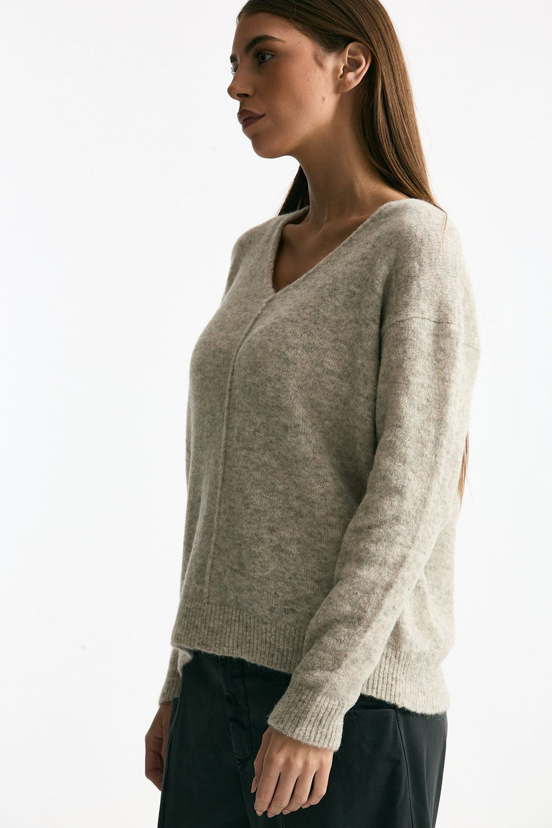 Maglia scollo a v grigio melange women Transit par such - 1