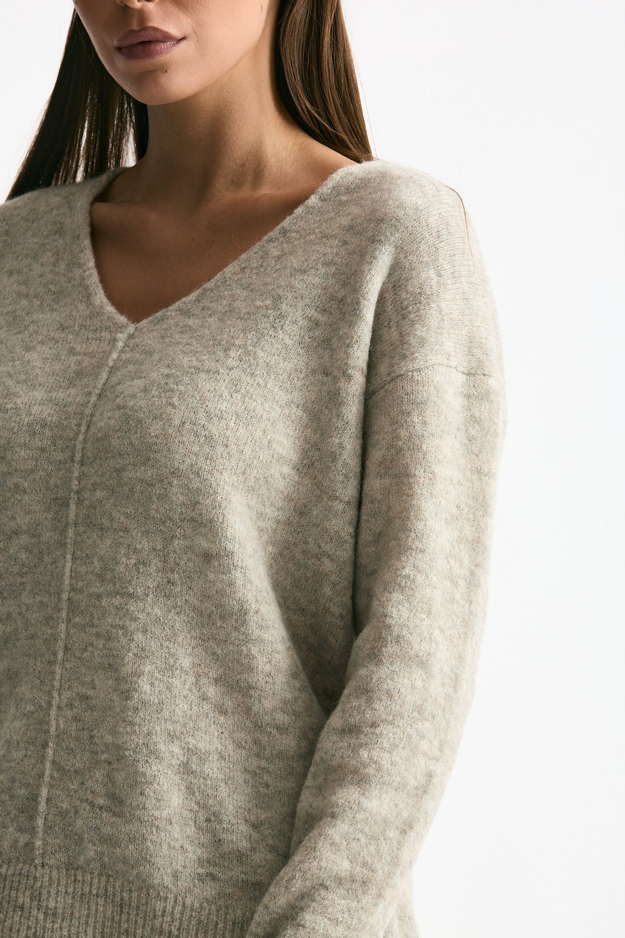 Maglia scollo a v grigio melange women Transit par such - 5