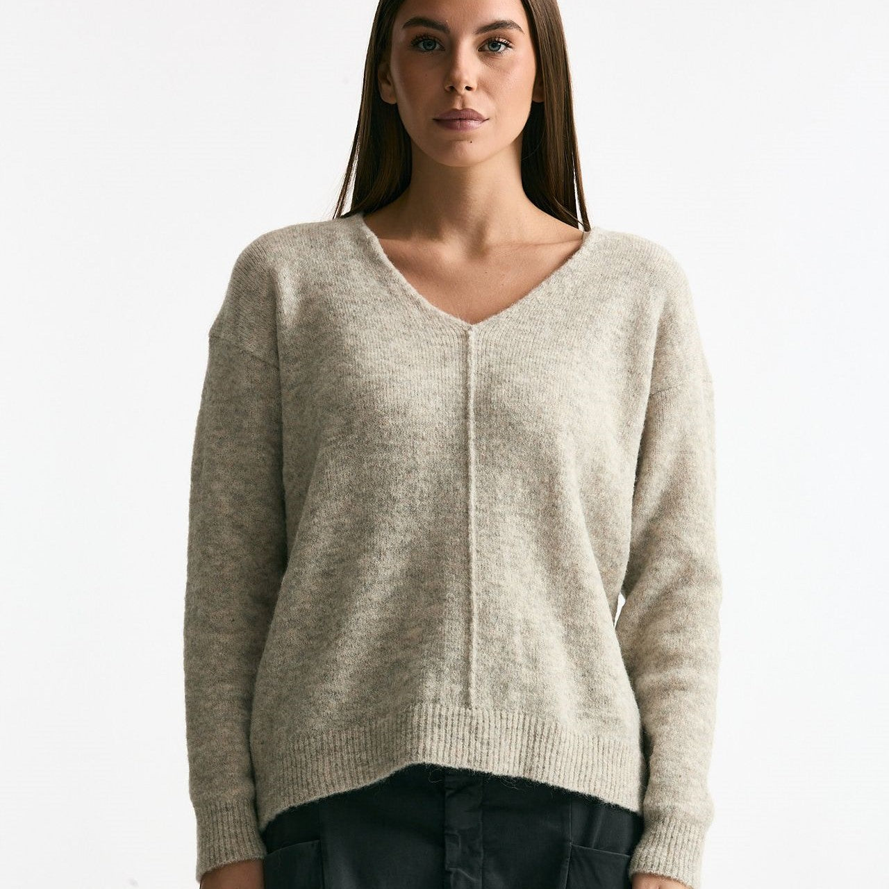 Maglia scollo a v grigio melange women Transit par such - 6