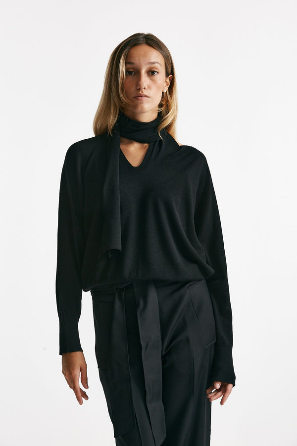 Maglia in lana rasata nero women Zanone