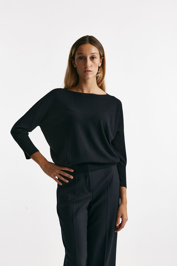 Maglia in lana rasata blu notte women Zanone