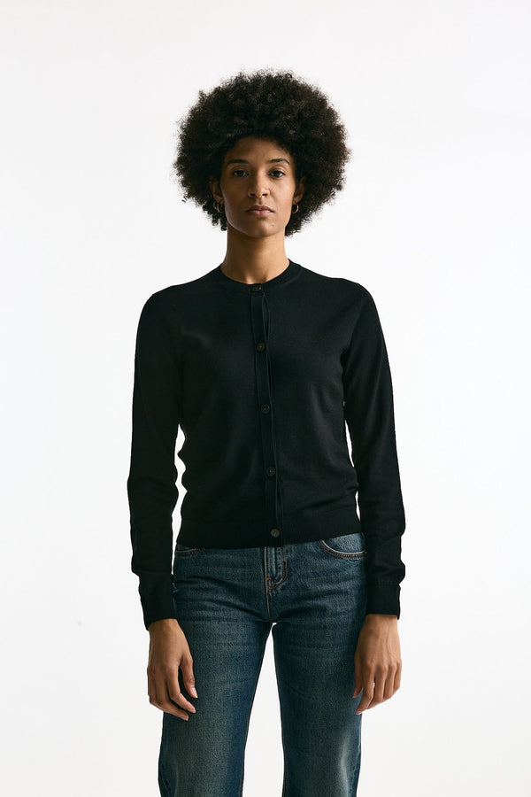 Cardigan in lana rasata nero women Zanone