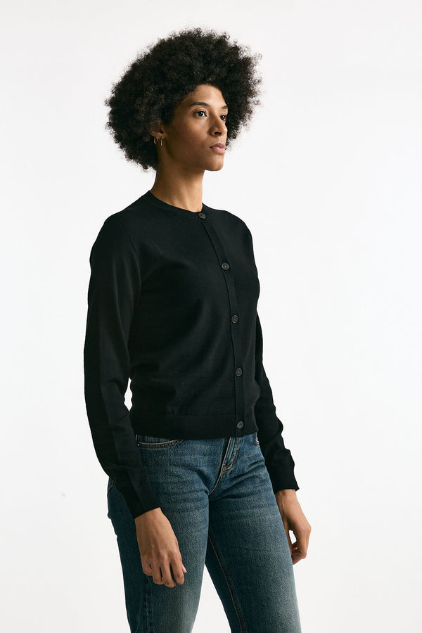 Cardigan in lana rasata nero women Zanone