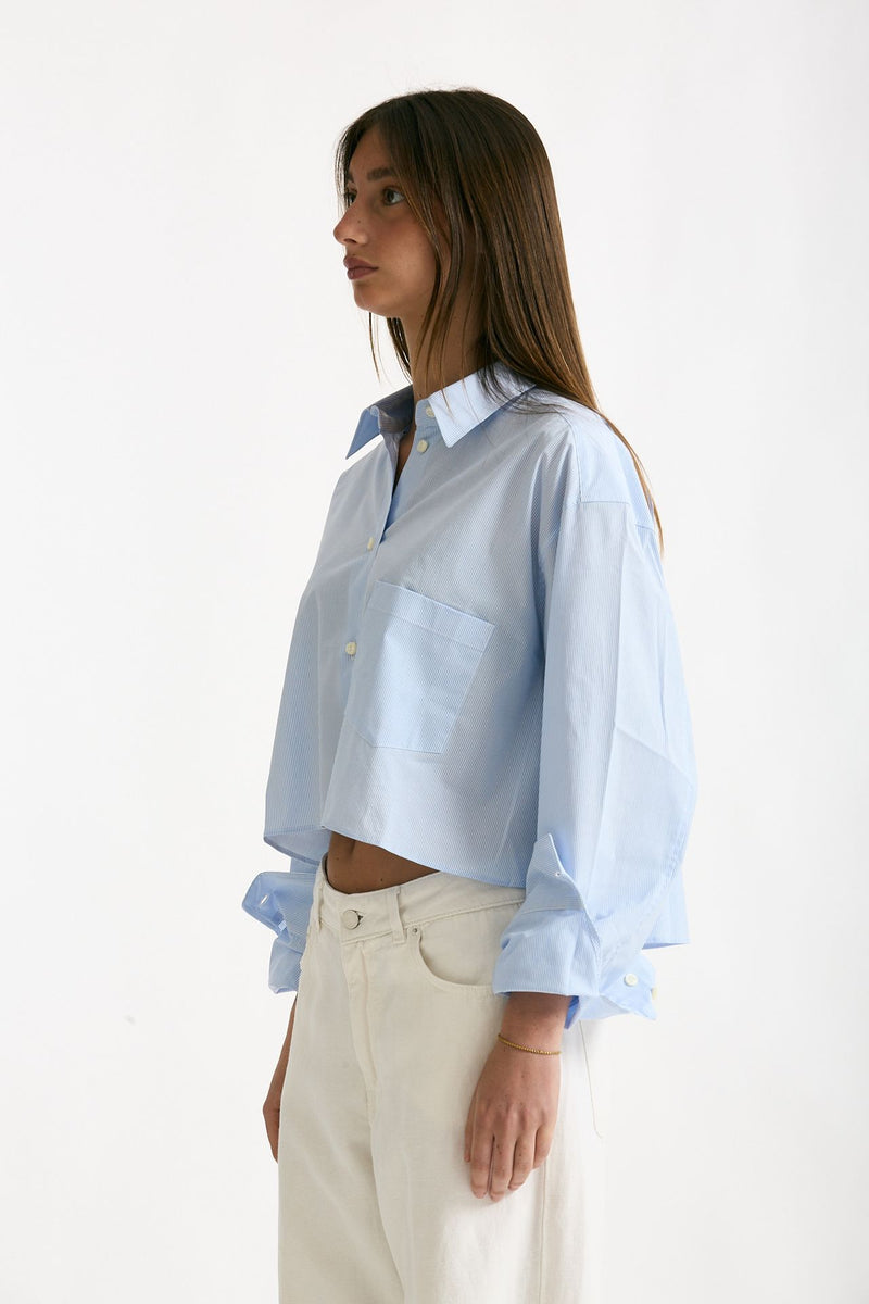 Camicia crop rigata azzurra e bianca women The andamane - 2