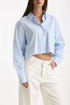 Camicia crop rigata azzurra e bianca women The andamane - 4