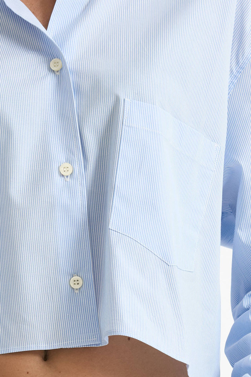 Camicia crop rigata azzurra e bianca women The andamane - 5
