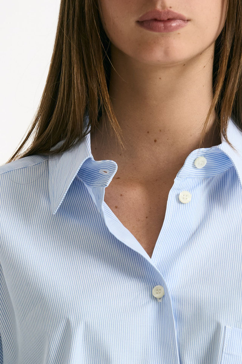 Camicia crop rigata azzurra e bianca women The andamane - 6