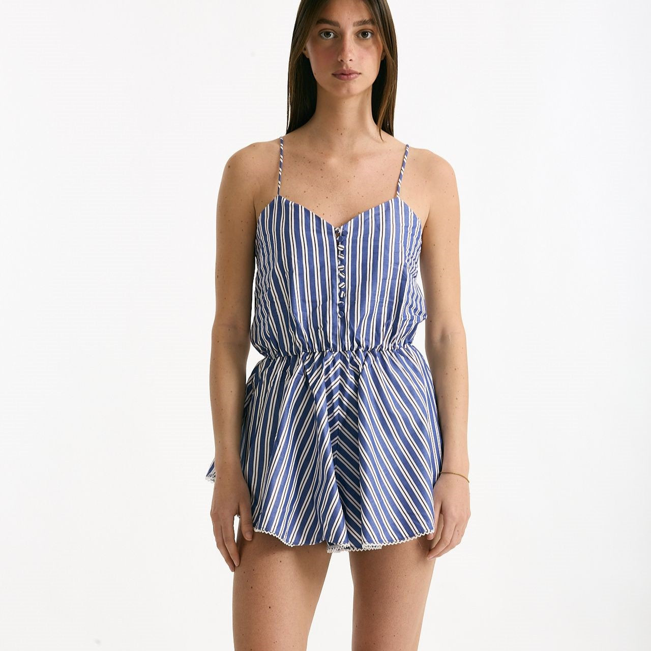 Jumpsuit corta Rigata blu bianca e bordeaux women The andamane - 6