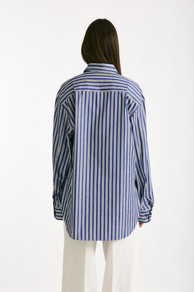 Camicia over Rigata blu bianca e bordeaux women The andamane - 4
