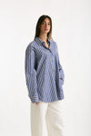 Camicia over Rigata blu bianca e bordeaux women The andamane - 2