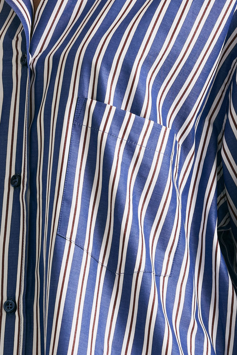 Camicia over Rigata blu bianca e bordeaux women The andamane - 5