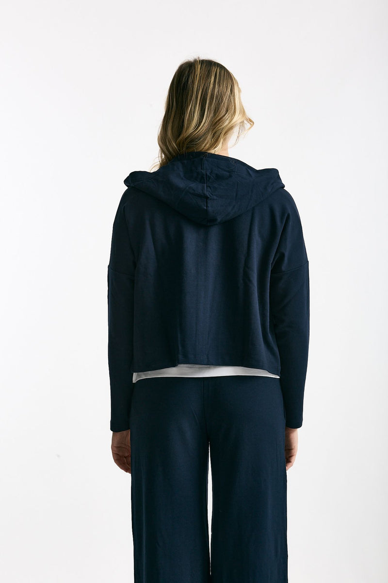Felpa in cotone leggero blu Cappuccio women Anonym apparel - 4