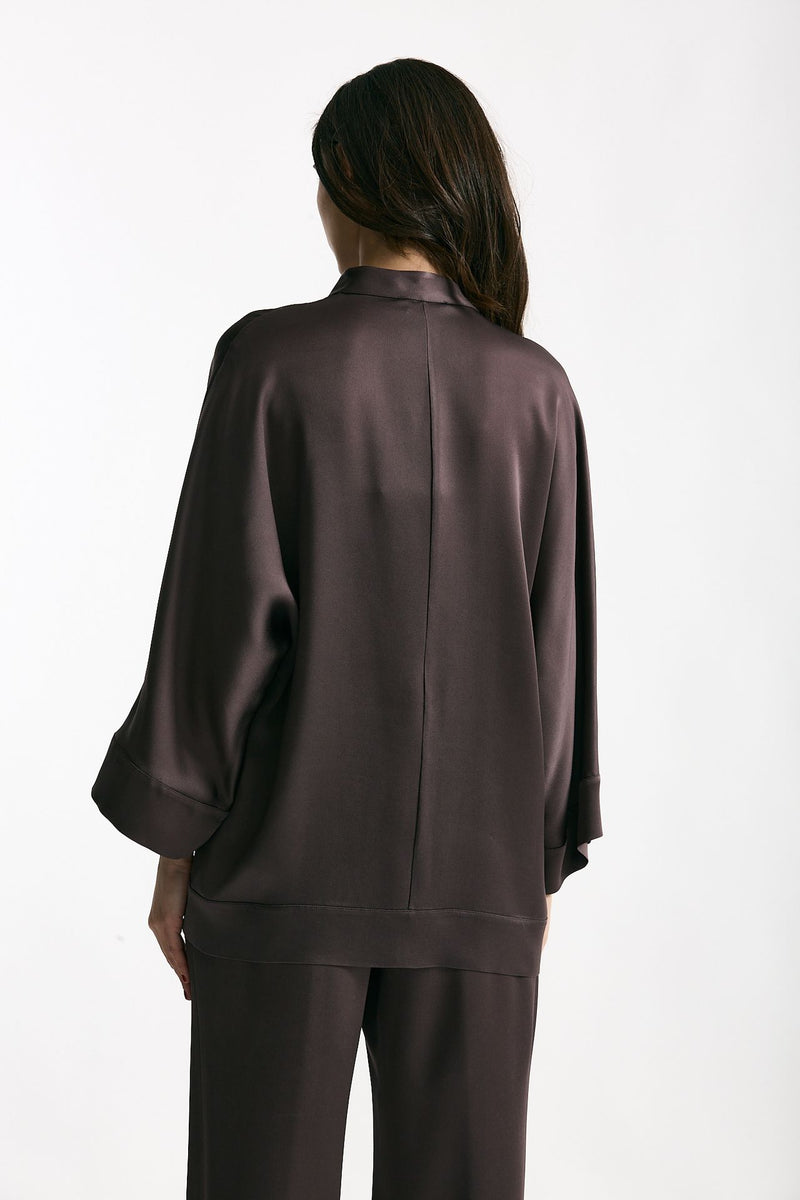 Camicia over in viscosa melanzana women Antonelli firenze - 3