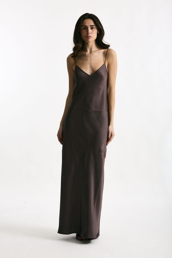 Abito lungo scollato melanzana women Antonelli firenze