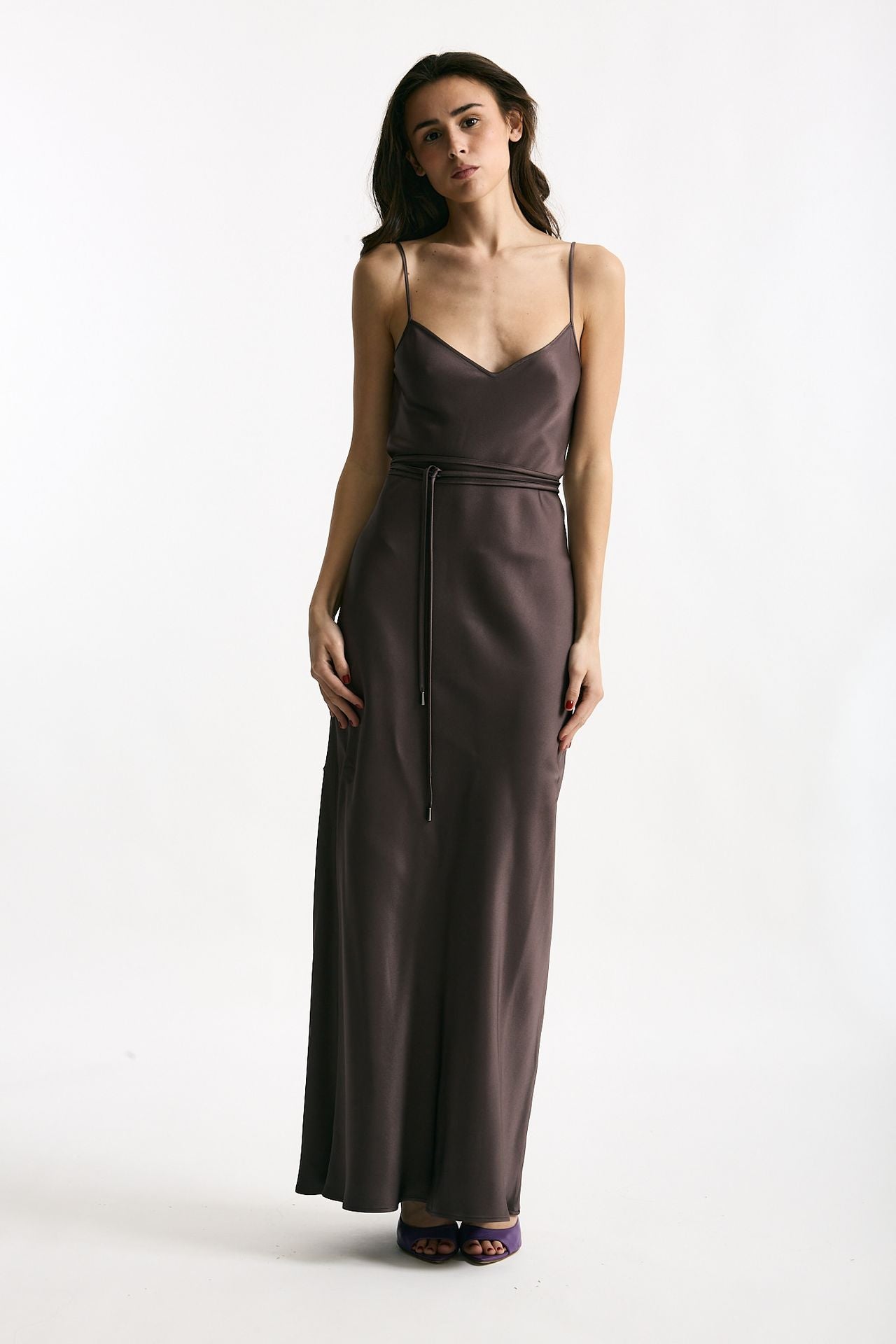 Abito lungo scollato melanzana women Antonelli firenze - 5