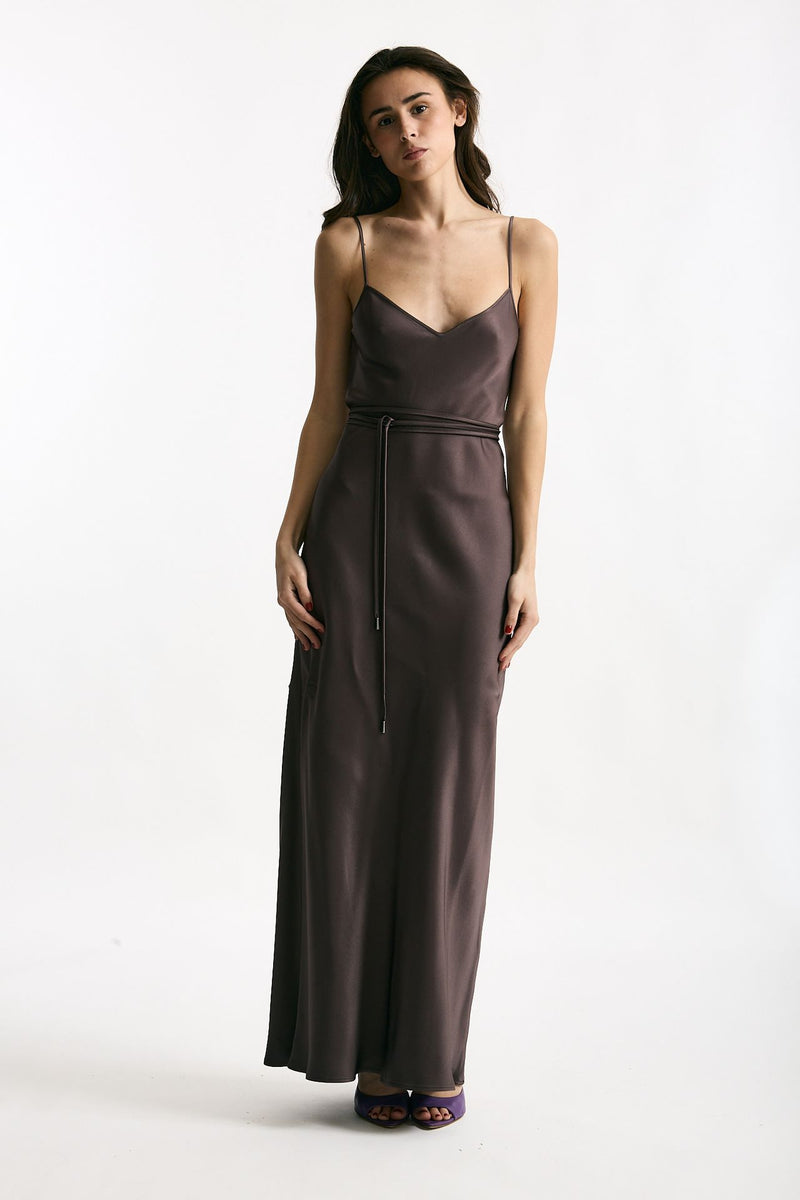 Abito lungo scollato melanzana women Antonelli firenze - 5