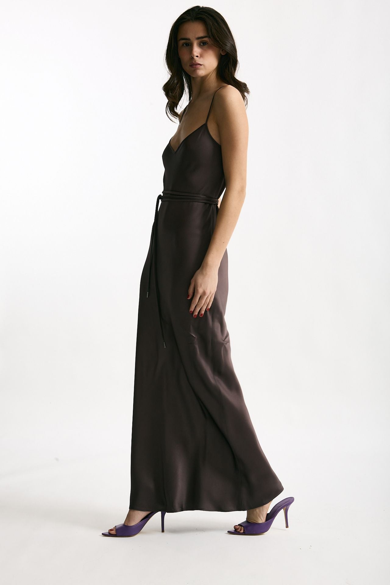 Abito lungo scollato melanzana women Antonelli firenze - 2