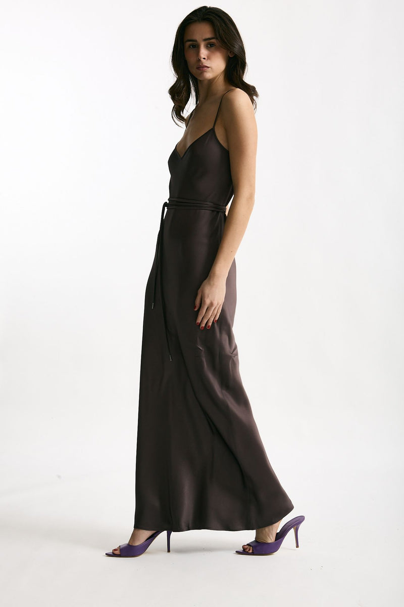 Abito lungo scollato melanzana women Antonelli firenze - 2