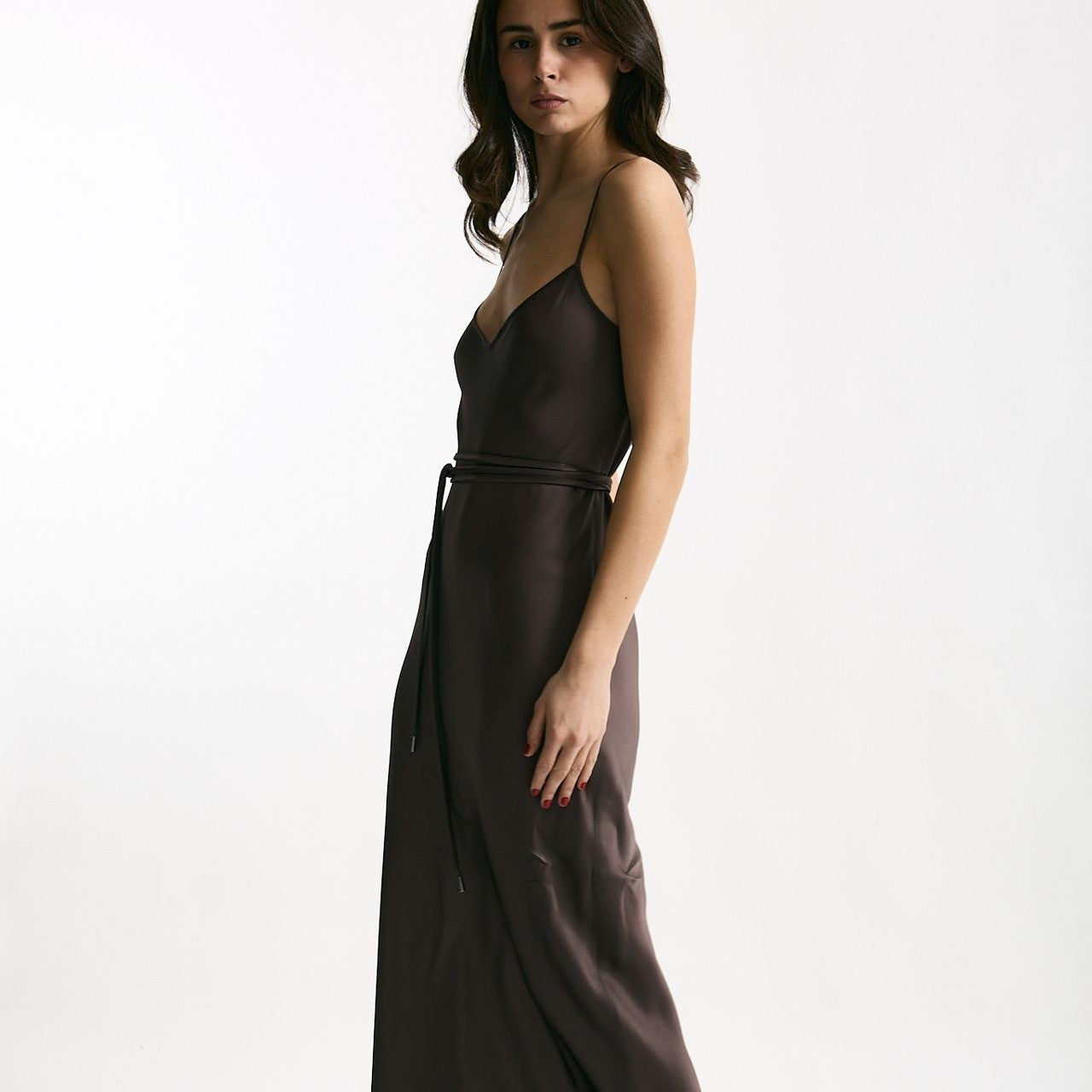 Abito lungo scollato melanzana women Antonelli firenze - 7