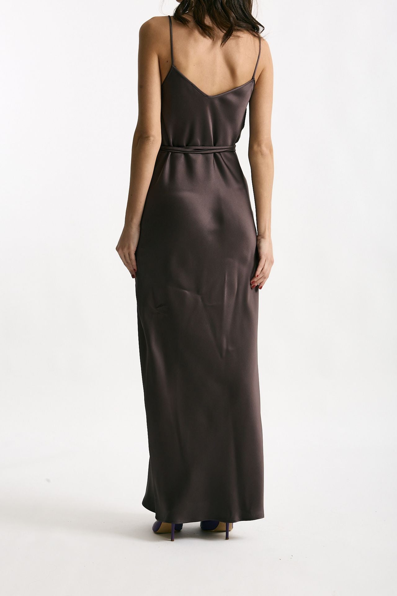 Abito lungo scollato melanzana women Antonelli firenze - 3