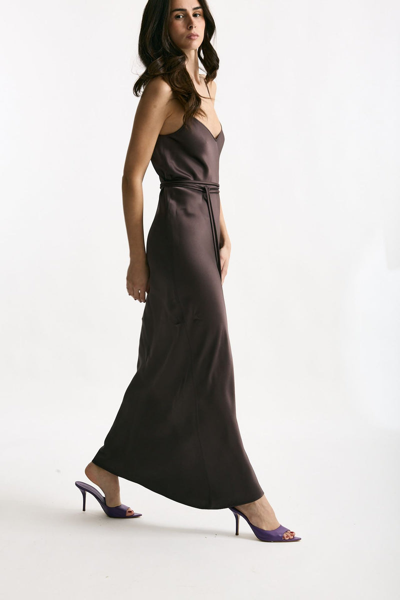 Abito lungo scollato melanzana women Antonelli firenze - 4