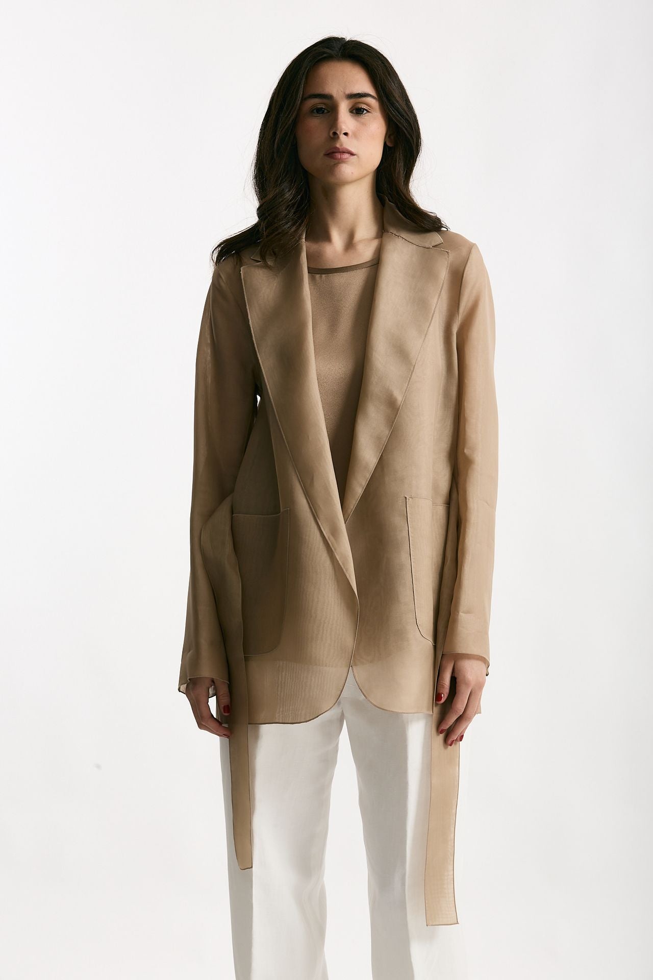 Giacca in voile di seta cammello women Antonelli firenze - 1