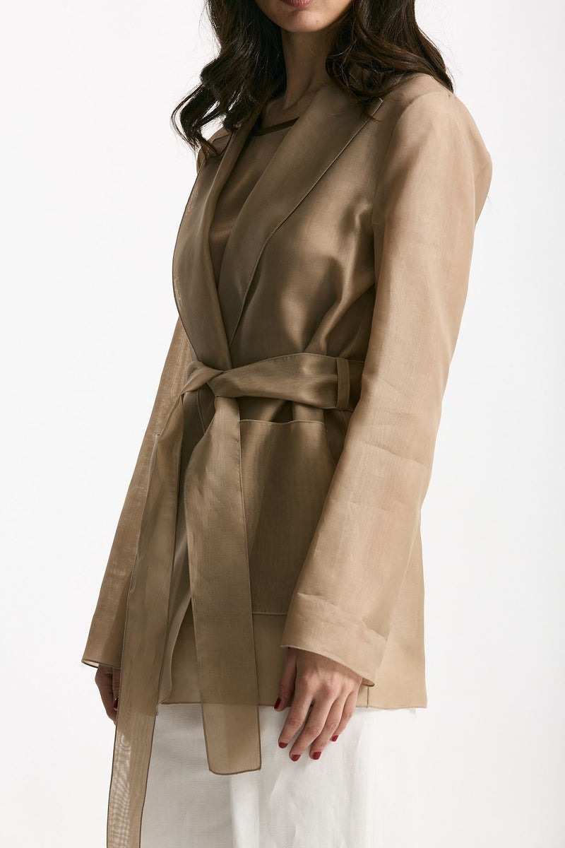 Giacca in voile di seta cammello women Antonelli firenze - 2