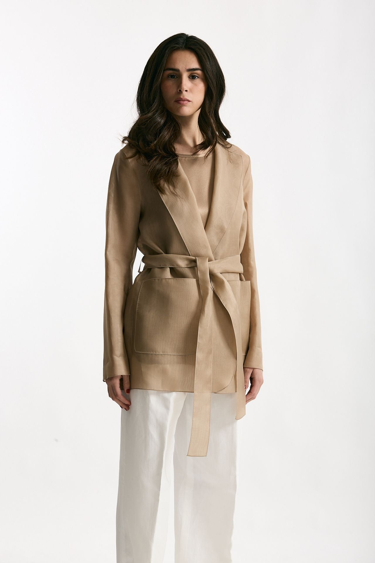 Giacca in voile di seta cammello women Antonelli firenze - 4
