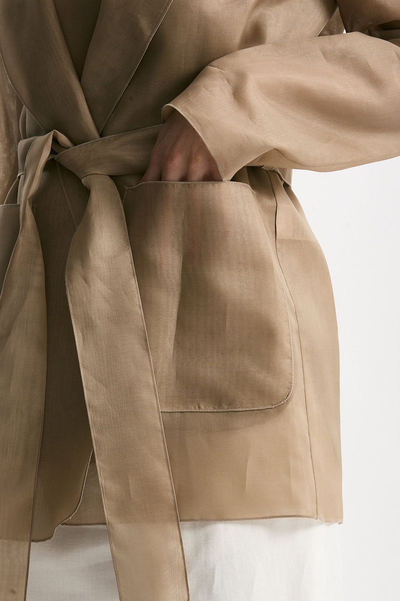 Giacca in voile di seta cammello women Antonelli firenze - 5