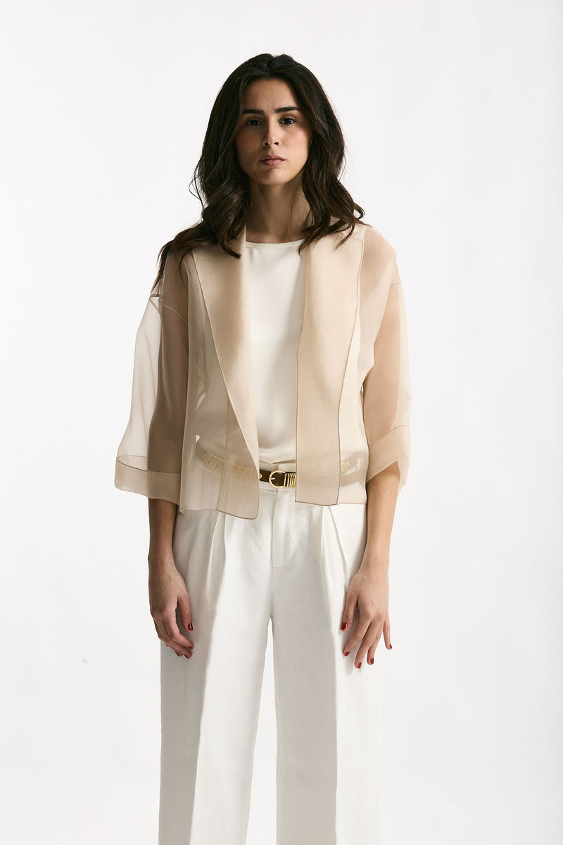 Giacca crop beige women Antonelli firenze - 3