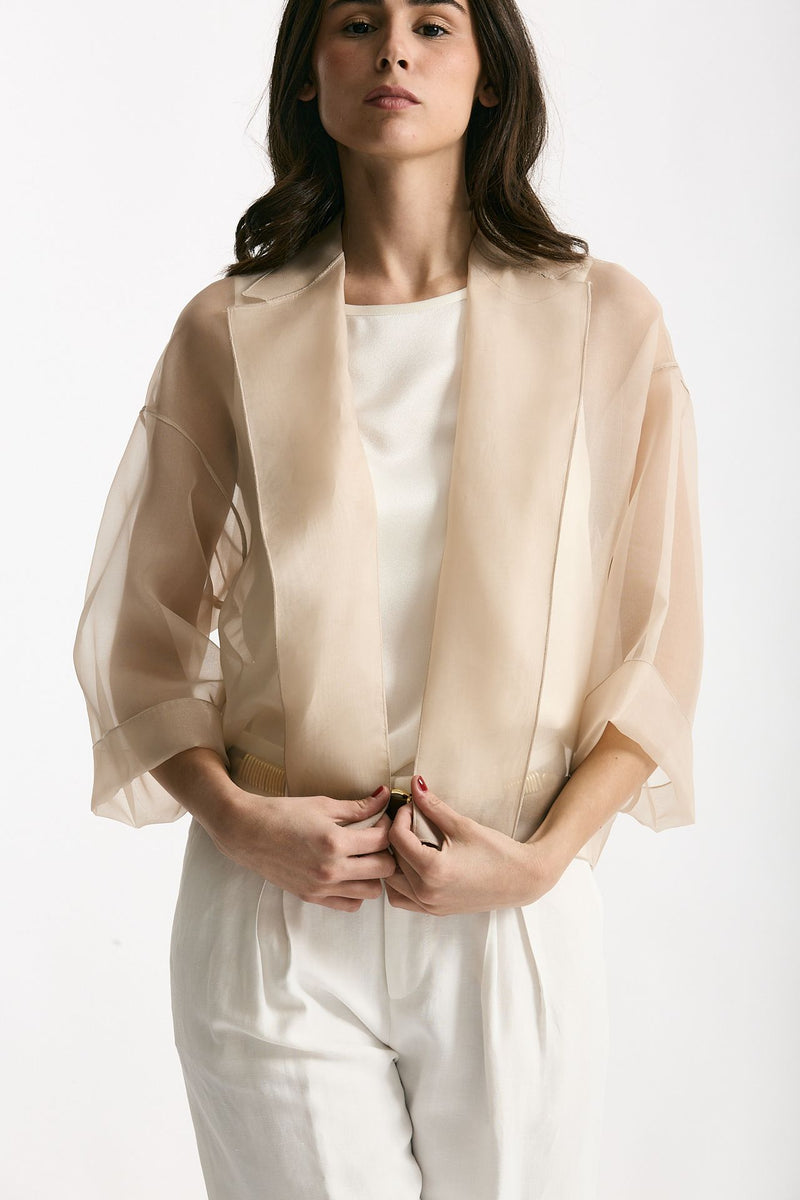 Giacca crop beige women Antonelli firenze - 5