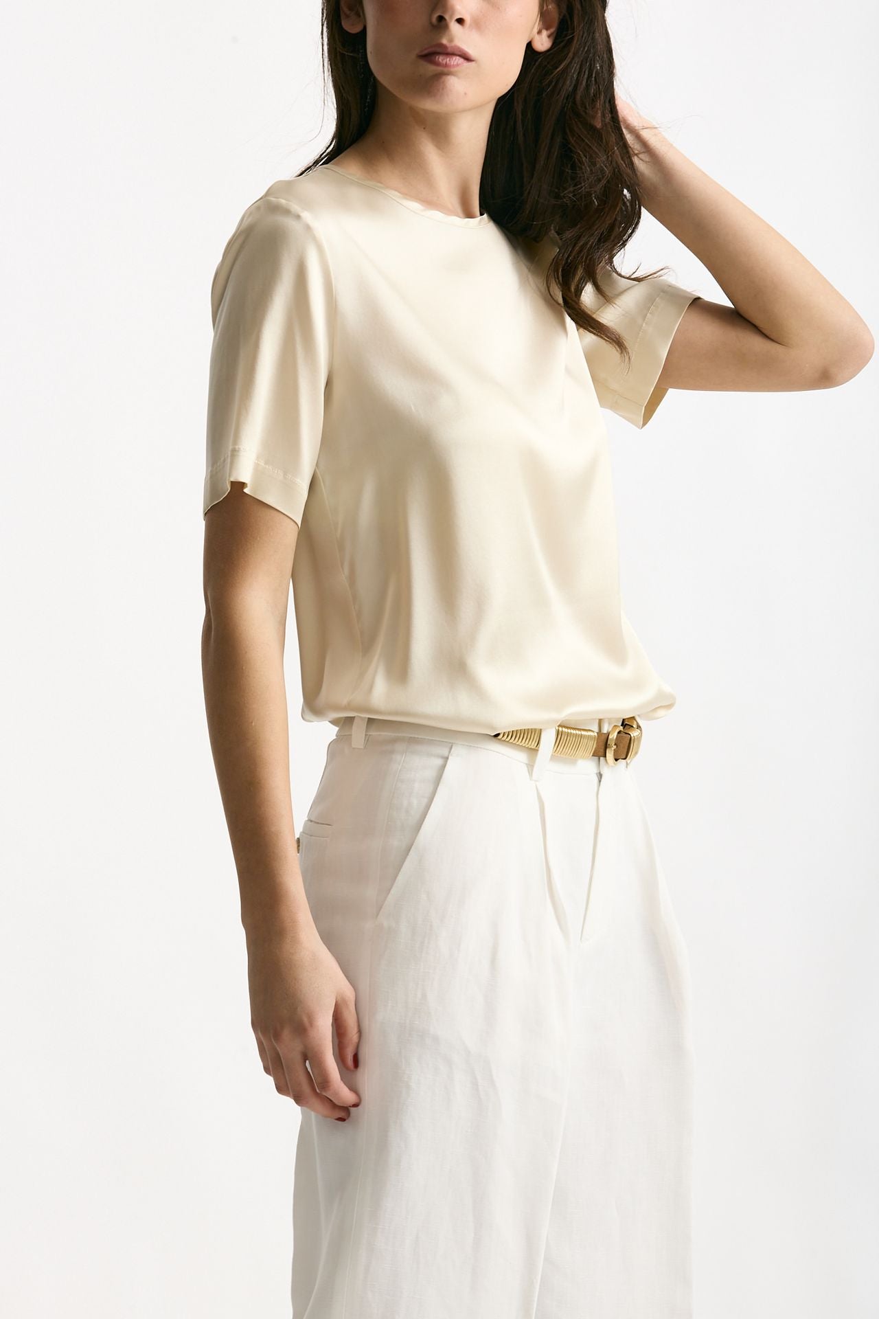 Camicia in seta crema women Antonelli firenze - 4