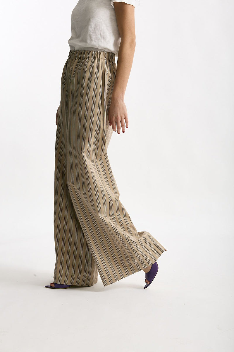 Pantalone rigato beige con riga women Antonelli firenze - 1