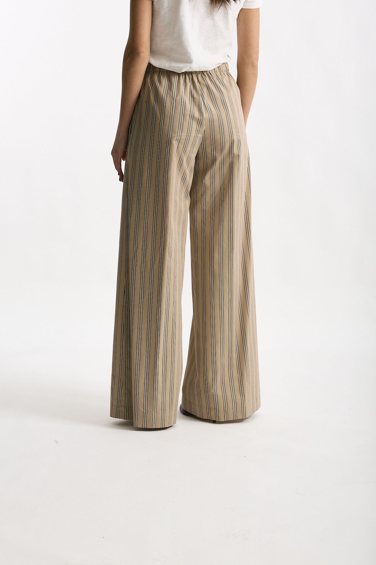 Pantalone rigato beige con riga women Antonelli firenze - 3
